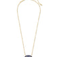 Threaded Elisa Necklace Rhodium Navy Dusted Glass