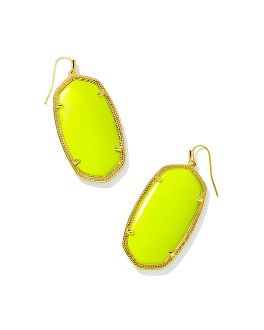 Danielle Earrings Gold Neon Yellow