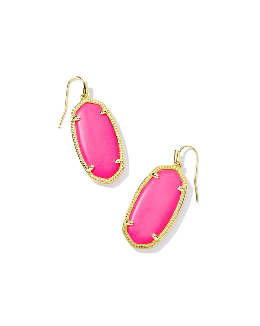 Elle Earrings Gold Neon Pink