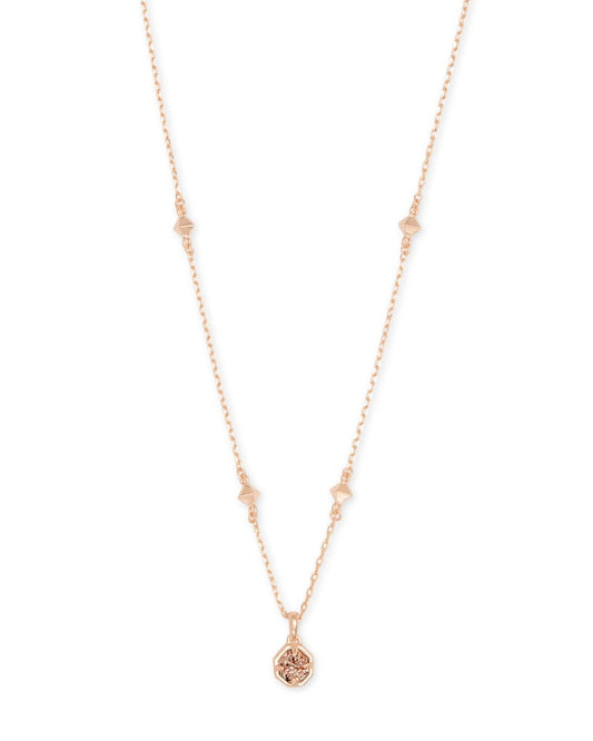 NOLA SHORT PENDANT NECKLACE ROSE GOLD ROSE GOLD DRUSY - She Chester