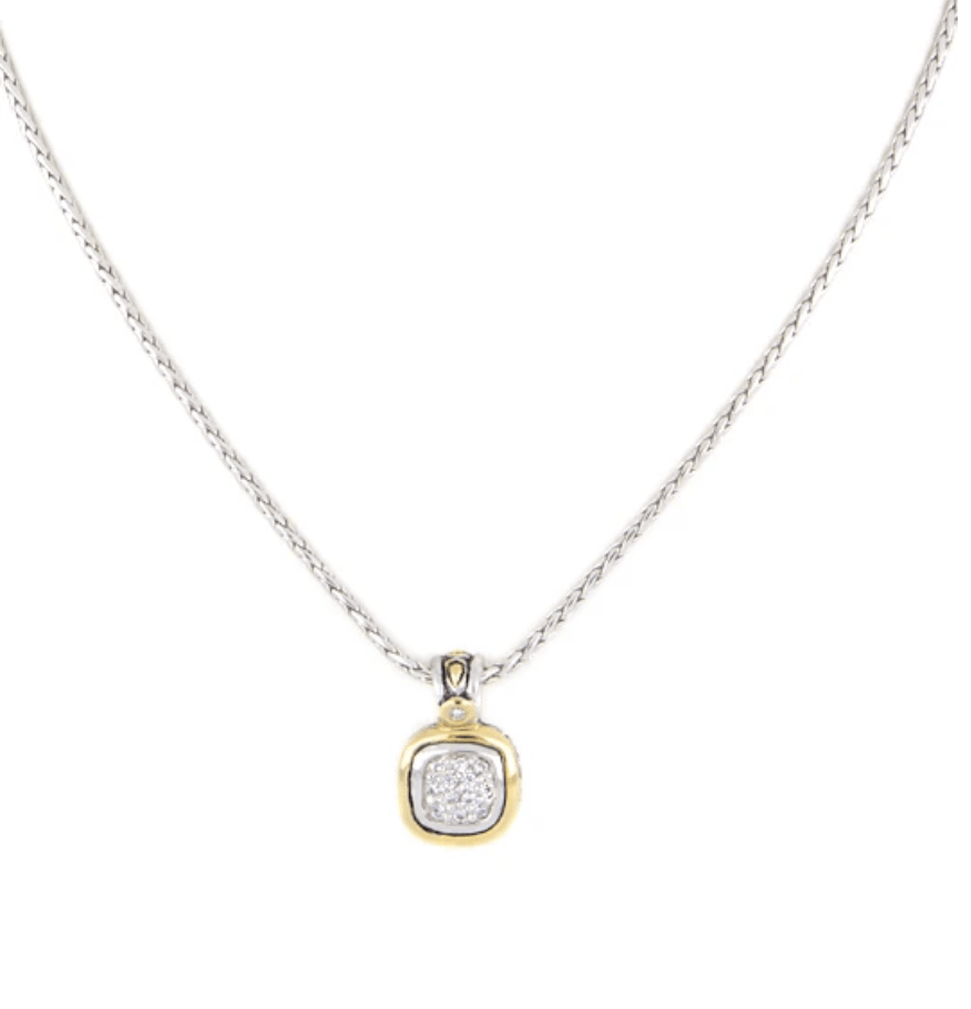 Nouveau 8x8 Cushion Pavé Pendent with Chain K5133 - AF03 - She Chester