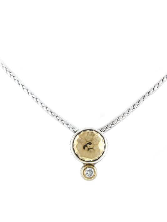 NOUVEAU COLLECTION HAMMERED SERIES SINGLE CZ NECKLACE - She Chester