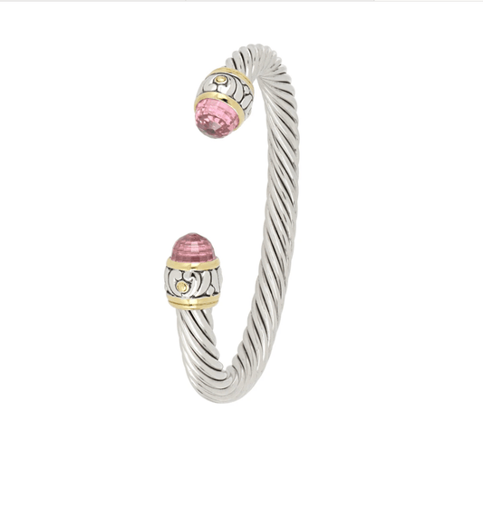 Nouveau Large Wire Cuff Bracelet - Pink B1023 - AH00 - She Chester