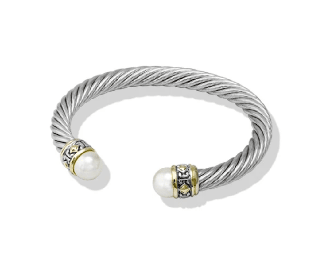 Ocean Images Collection Large Pearl Wire Cuff Bracelet B2857 - AB00 - She Chester