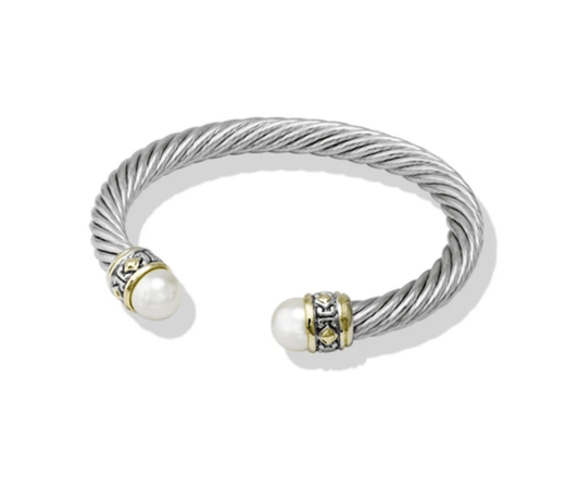 Ocean Images Collection Large Pearl Wire Cuff Bracelet B2857 - AB00 - She Chester