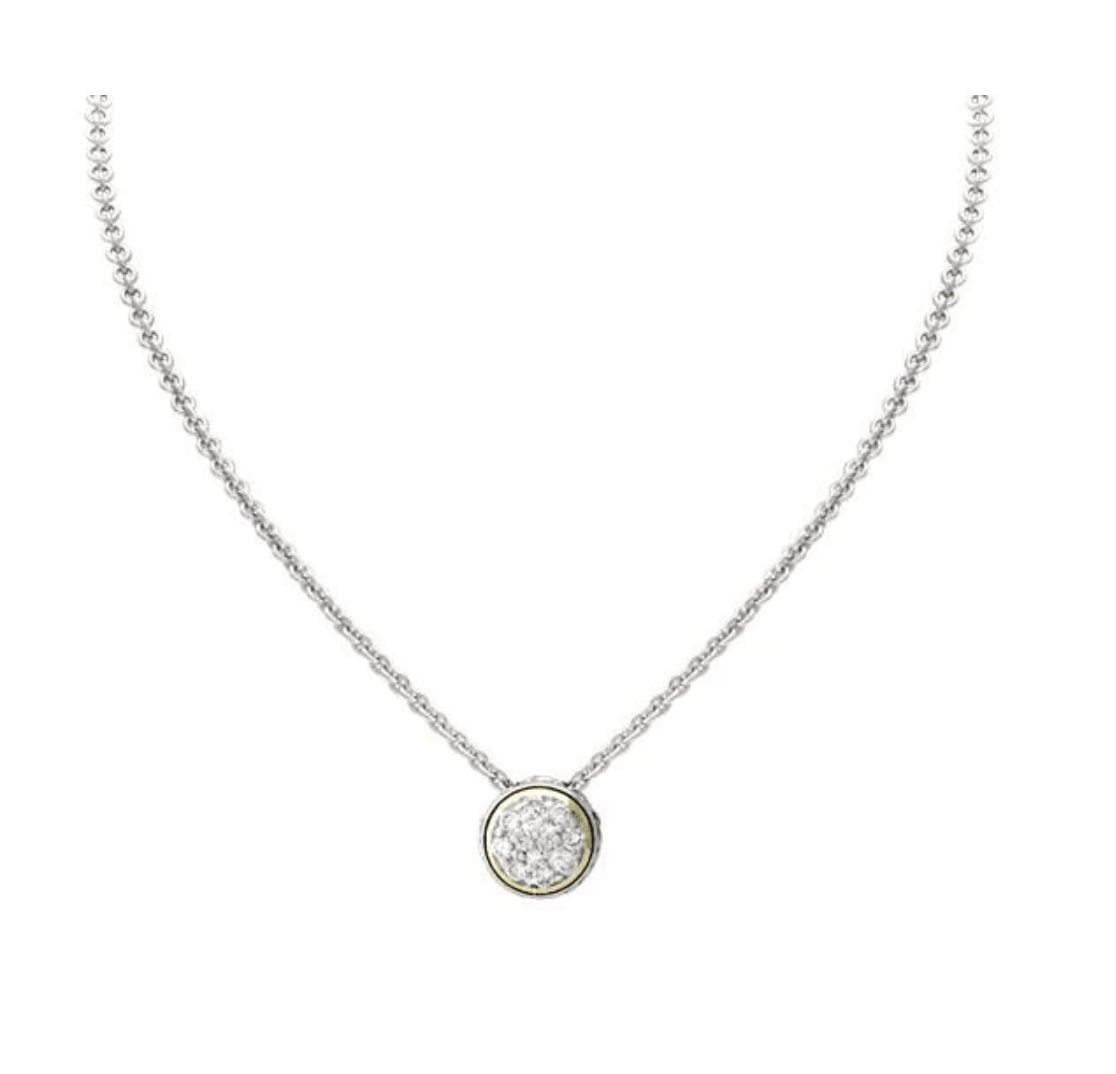 Oval Link Collection Lanna Solitaire Pavé Necklace N3645 - AF00 - She Chester