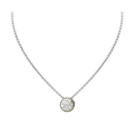 Oval Link Collection Lanna Solitaire Pavé Necklace N3645 - AF00 - She Chester