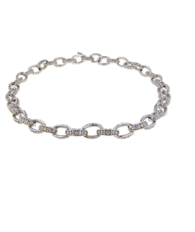 Oval Link Collection Two Tone Necklace N2959 - A000 - She Chester