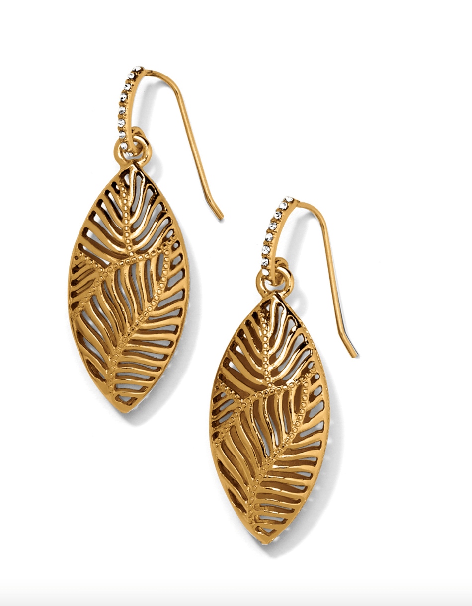 Palmetto Gold Leaf Drop Earrings - JA9268 - She Chester