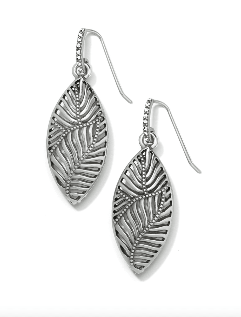 Palmetto Silver Leaf Drop Earrings - JA9270 - She Chester
