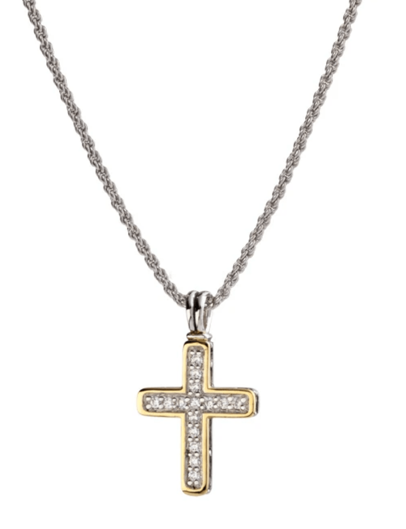 Pavé Two Tone Cross Necklace K5045 - AF505 - She Chester