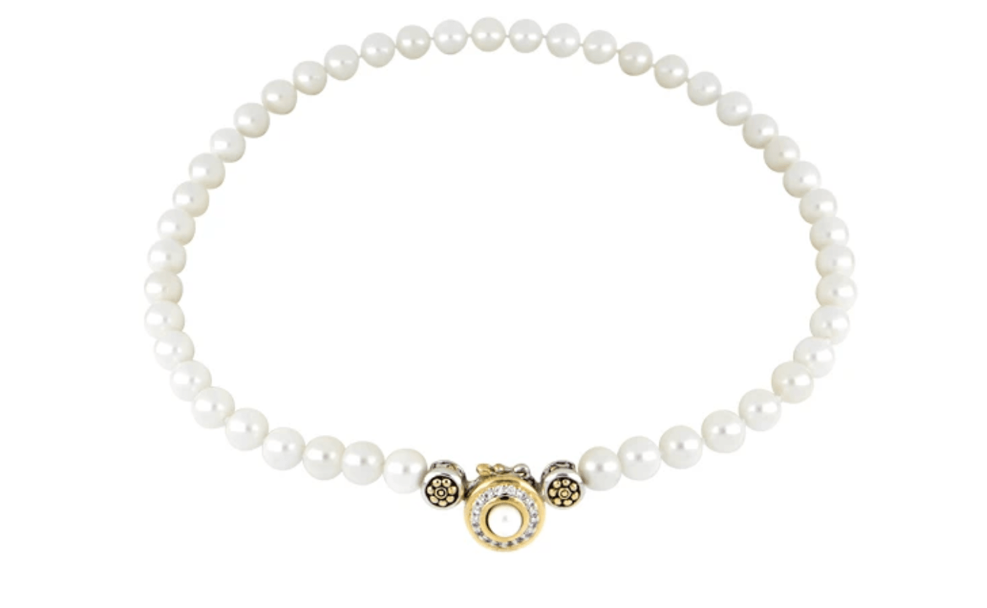 Pearl Necklace with CZ Clasp N5135 - ABF4 - She Chester