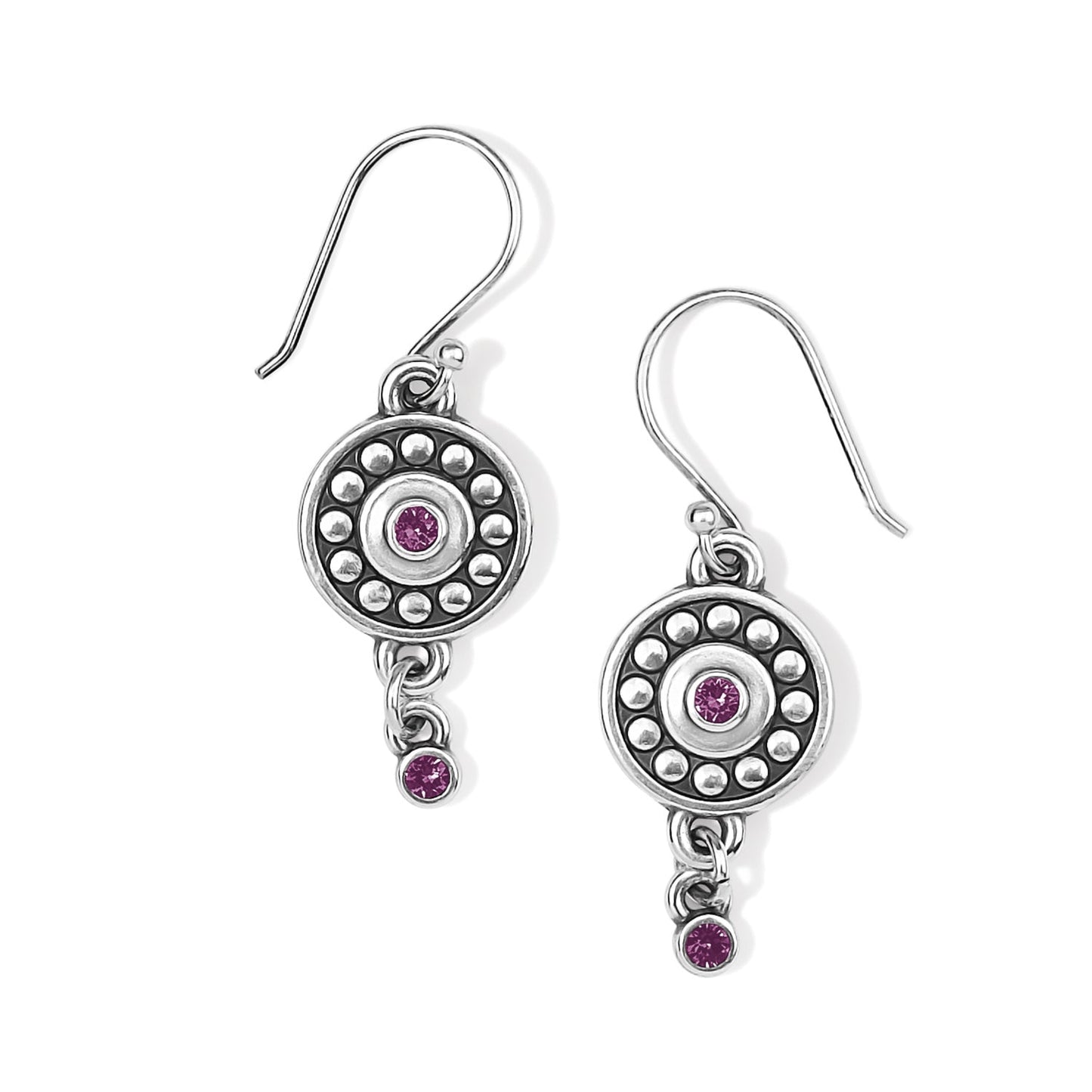 Pebble Dot Medallion Amethyst French Wire Earrings - JA886A - She Chester