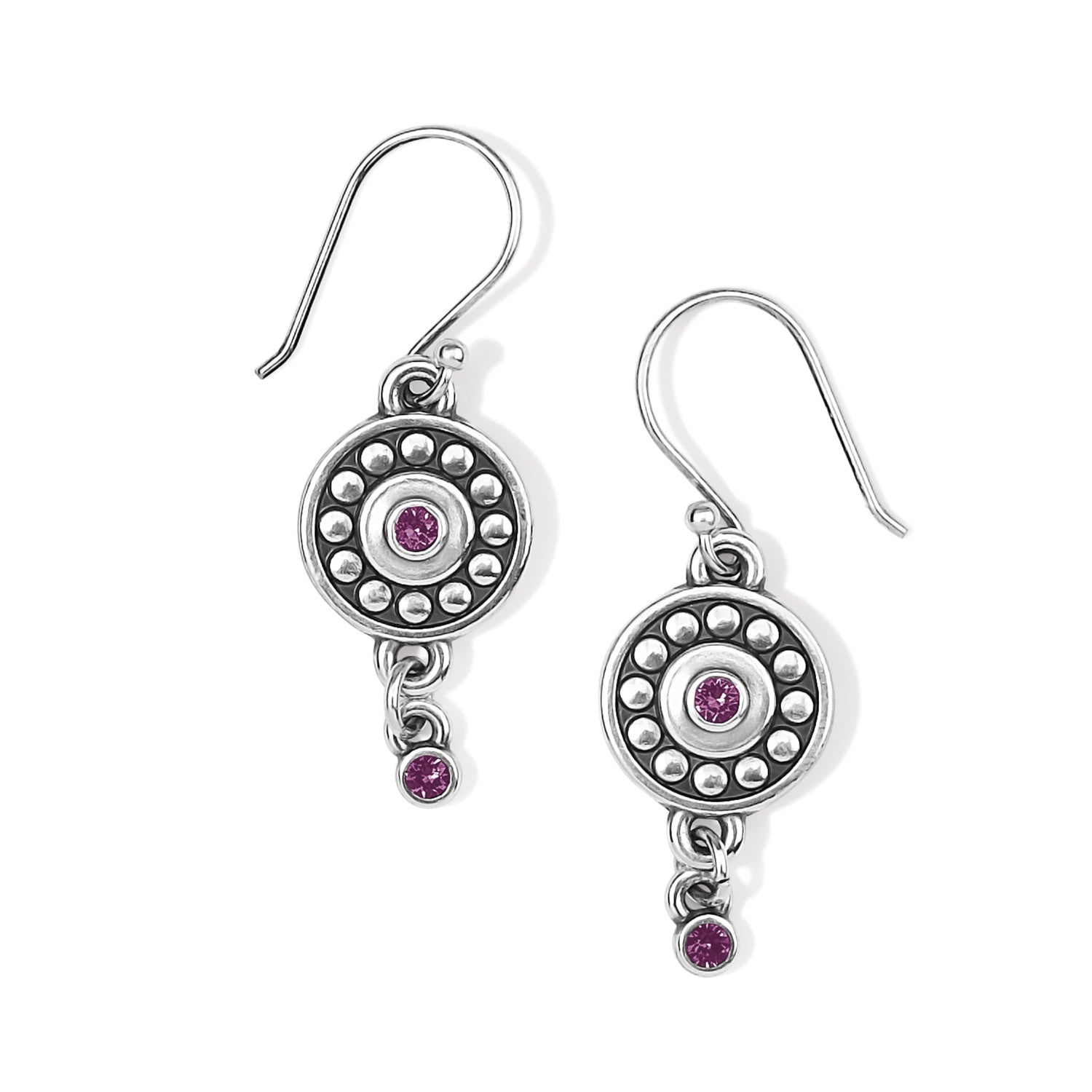Pebble Dot Medallion Amethyst French Wire Earrings - JA886A - She Chester