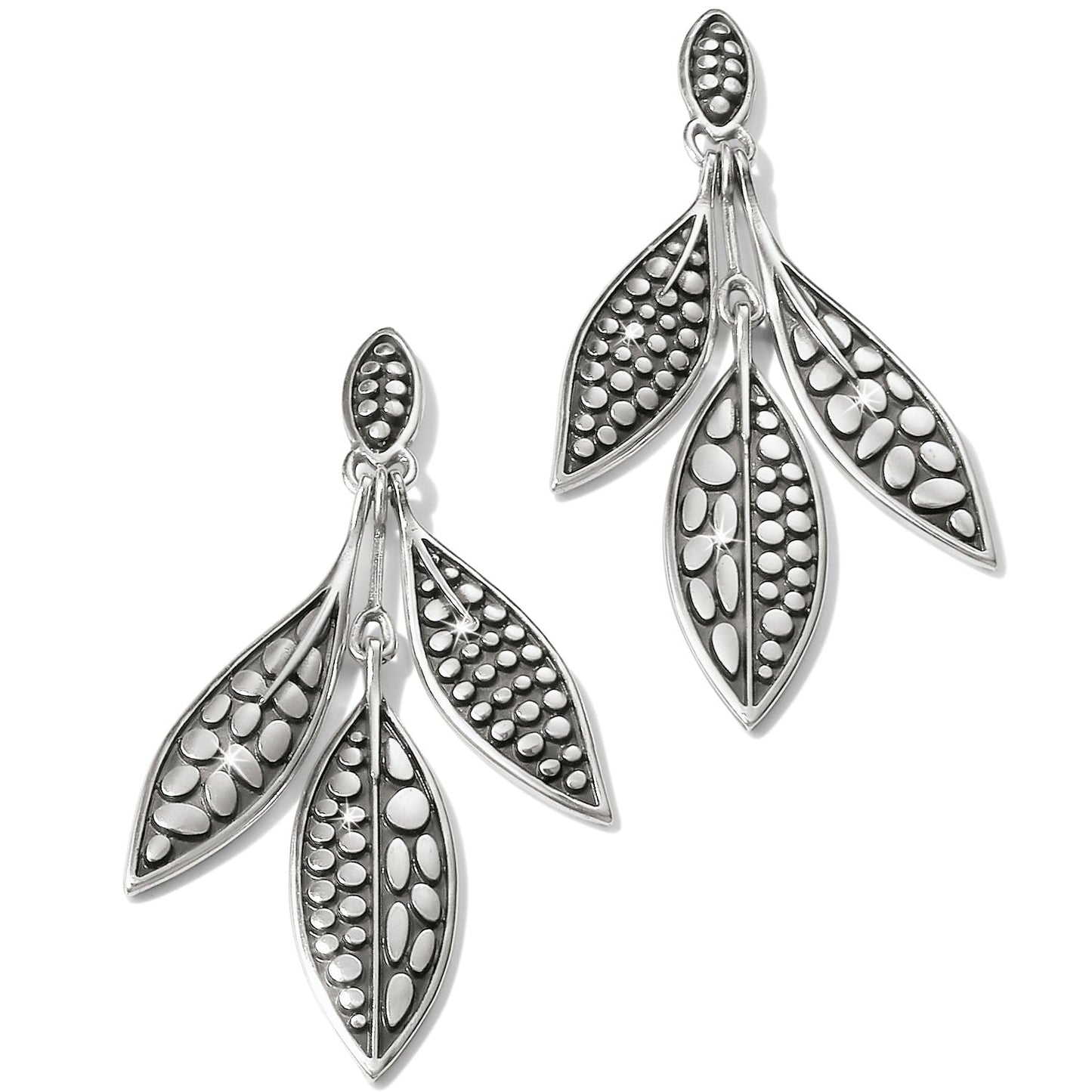 Pebble Leaf Silver Earrings - JA9280 - She Chester