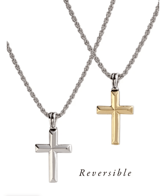 Reversible Gold / Rhodium Cross Necklace K5044 - A005 - She Chester