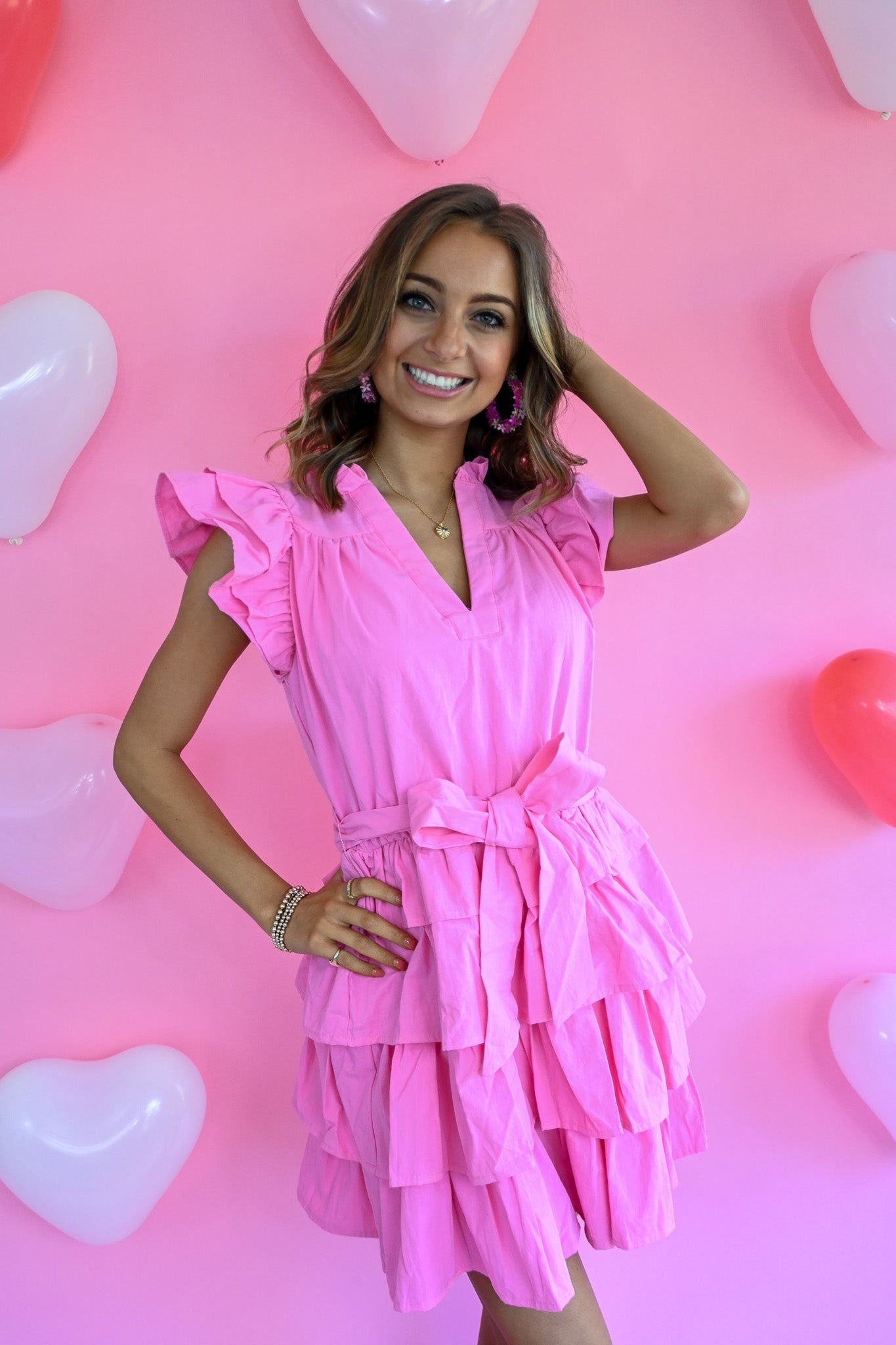 Rewind The Night Pink Tiered Dress - She Chester