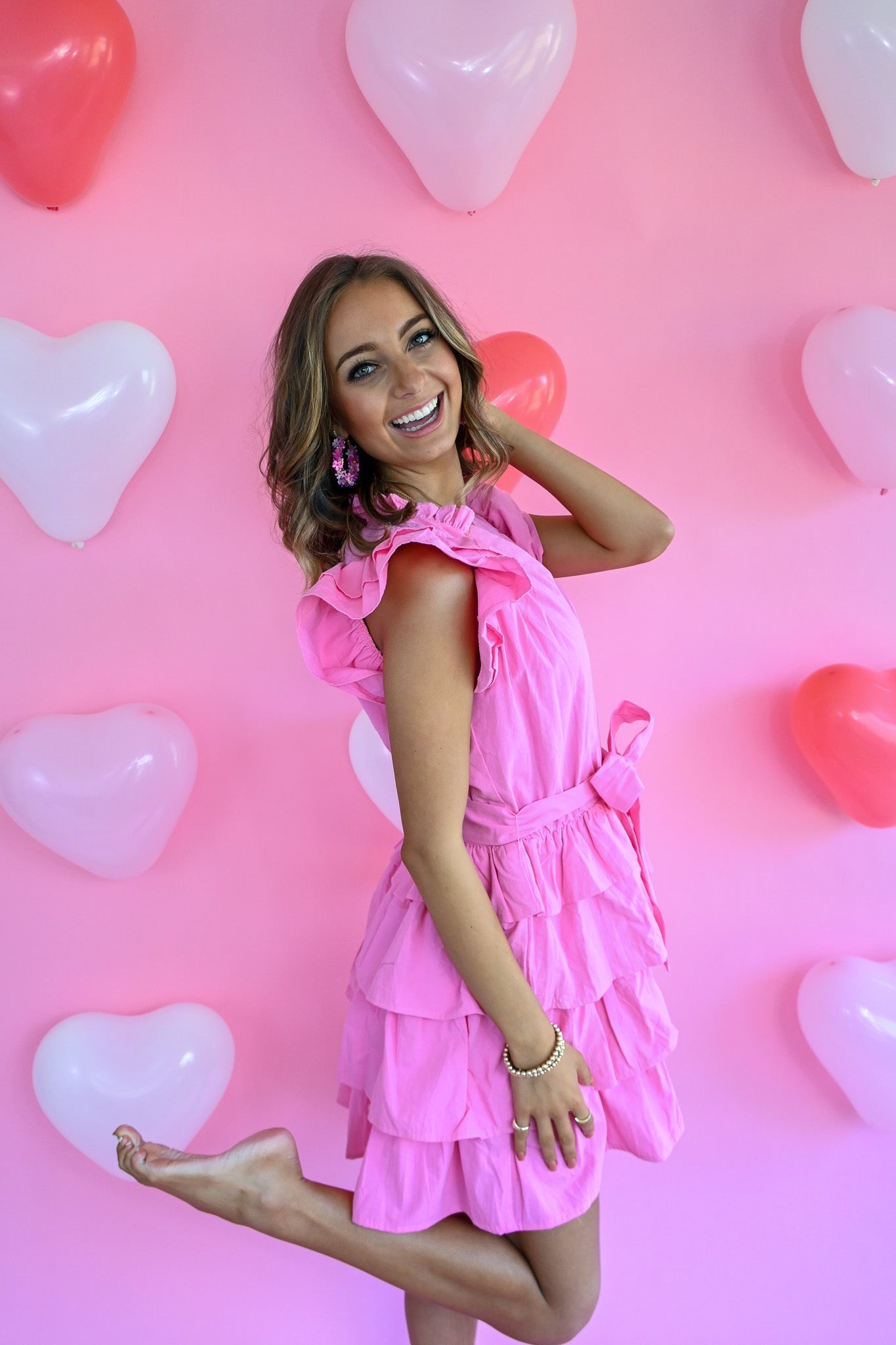 Rewind The Night Pink Tiered Dress - She Chester