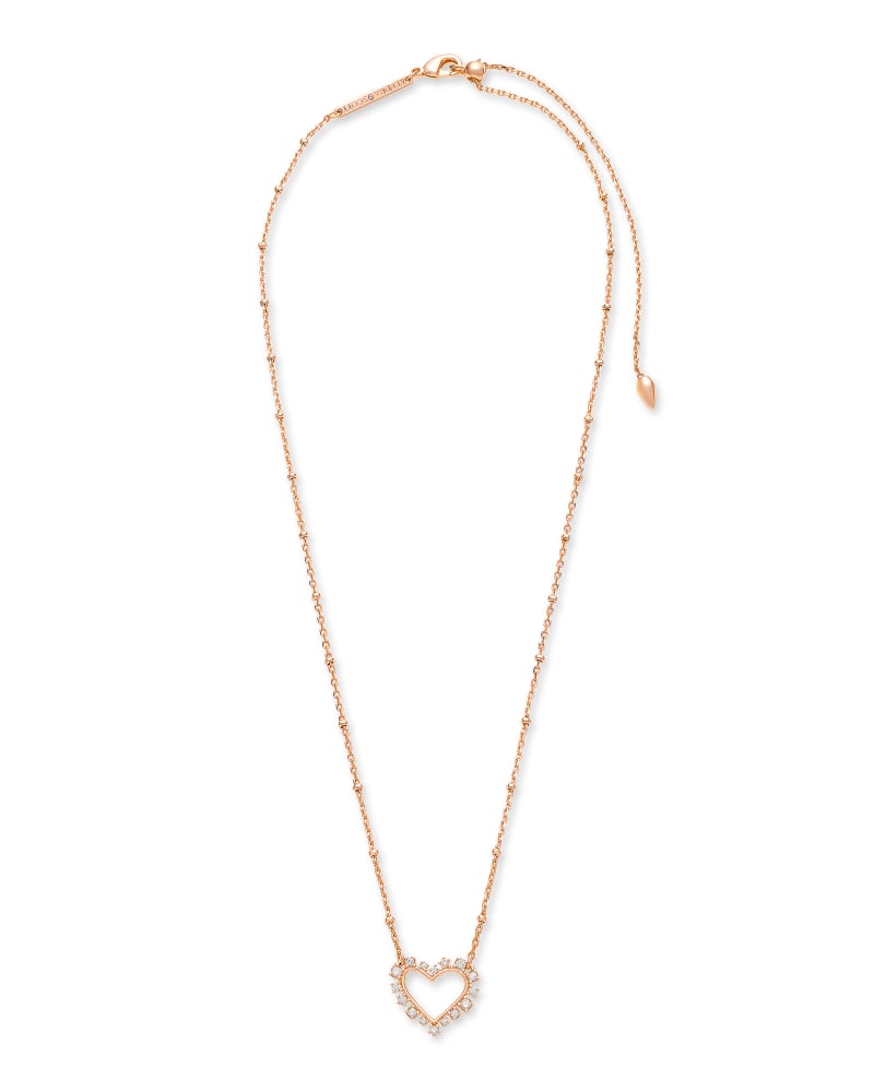 Ari Heart Rose Gold White Crystal Necklace