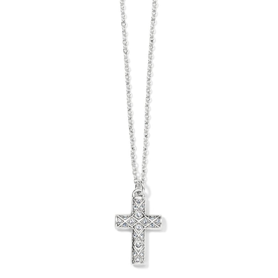 Sil/Stn Diamond Cross Necklace - JN1552 - She Chester