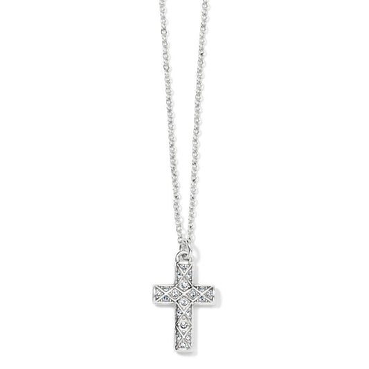 Sil/Stn Diamond Cross Necklace - JN1552 - She Chester