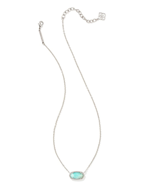 ELISA PENDANT NECKLACE RHODIUM LIGHT BLUE SMITHSONITE