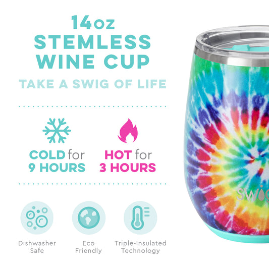Swig Peace Swirl Stemless Wine Cup