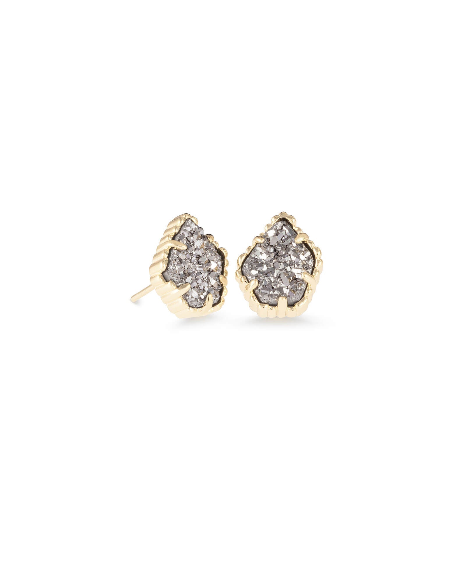 Tessa Gold Stud Earrings In Platinum Drusy - She Chester