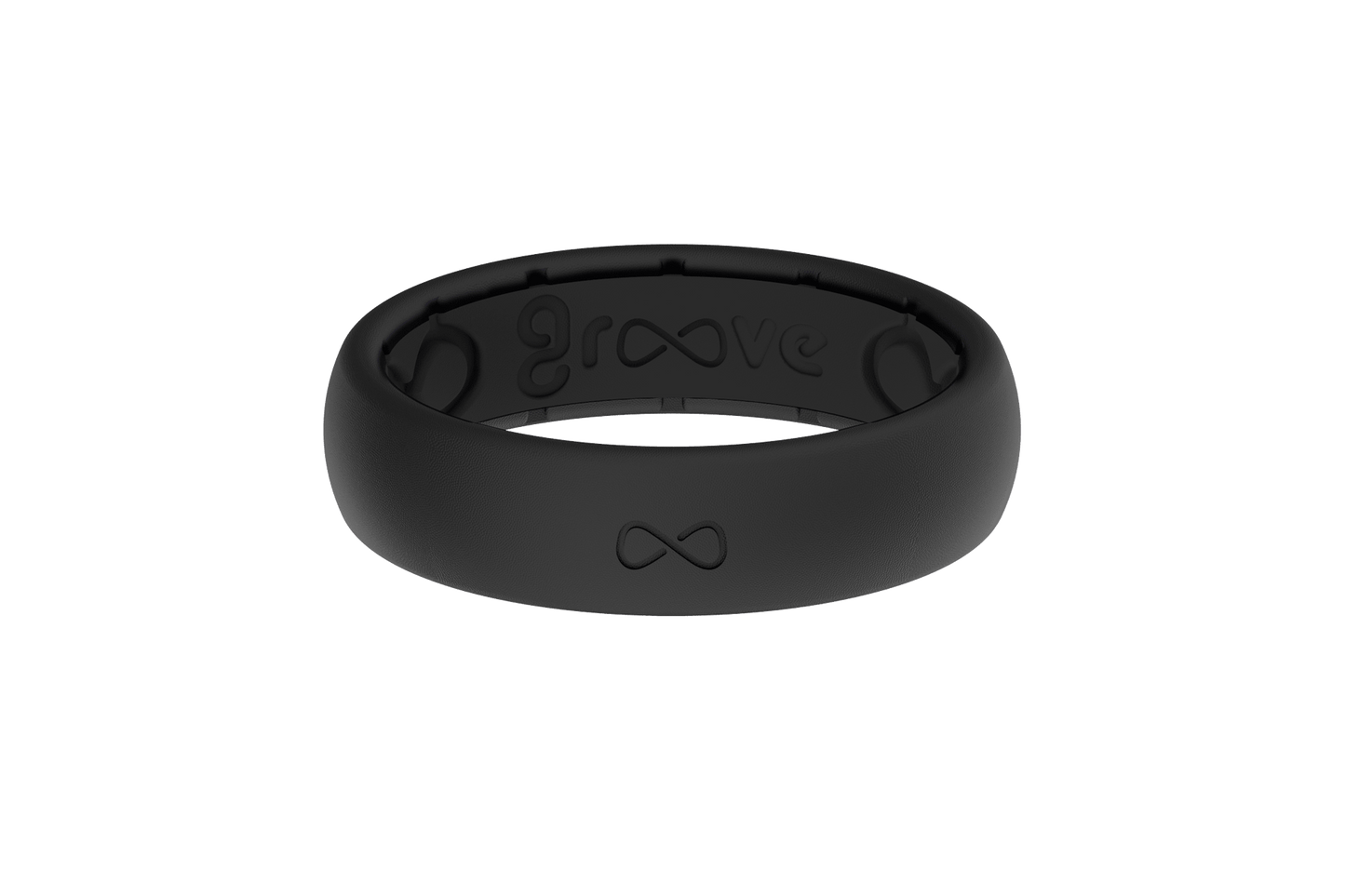 Thin Black/Black Groove Ring - She Chester