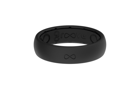 Thin Black/Black Groove Ring - She Chester