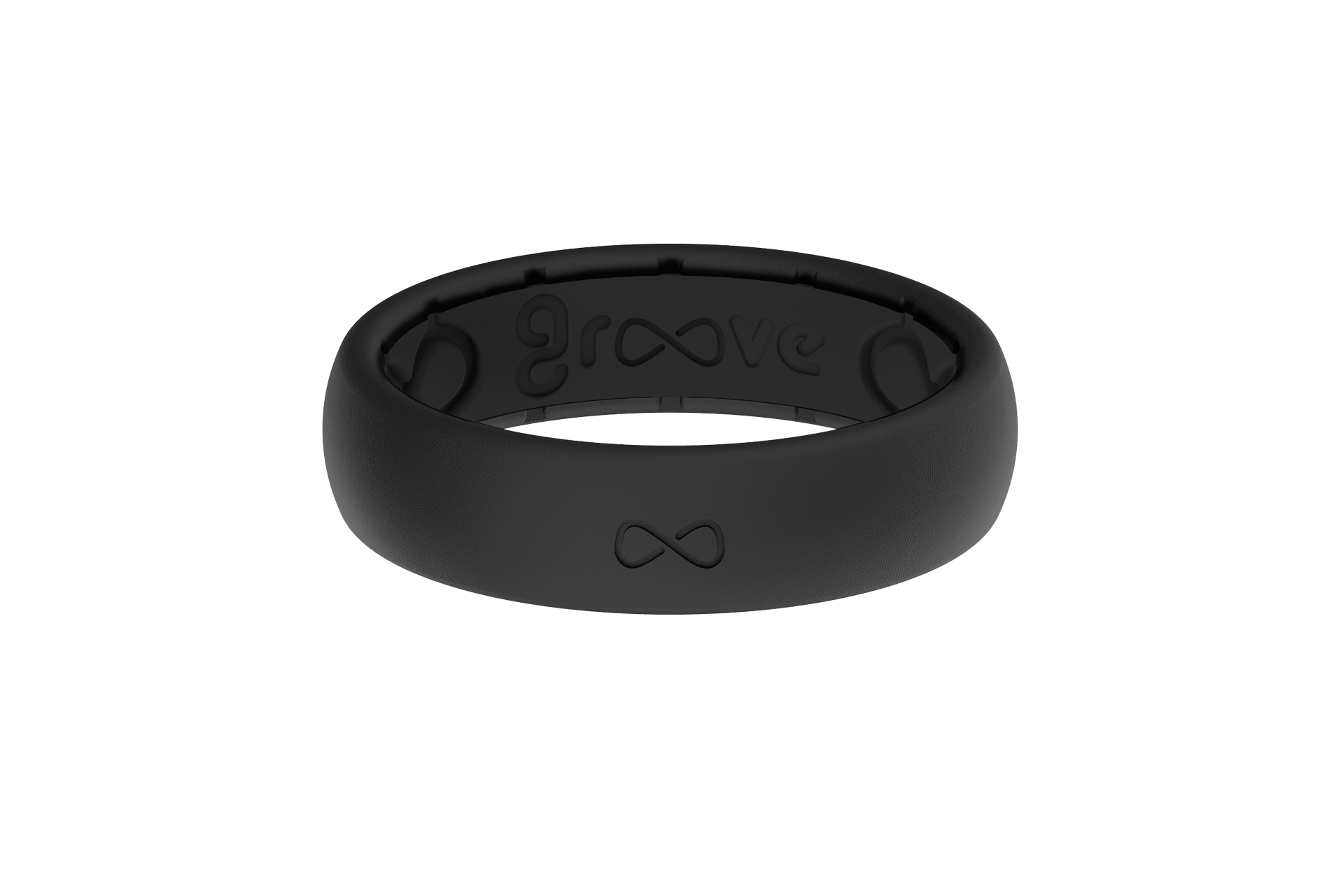 Thin Black/Black Groove Ring - She Chester