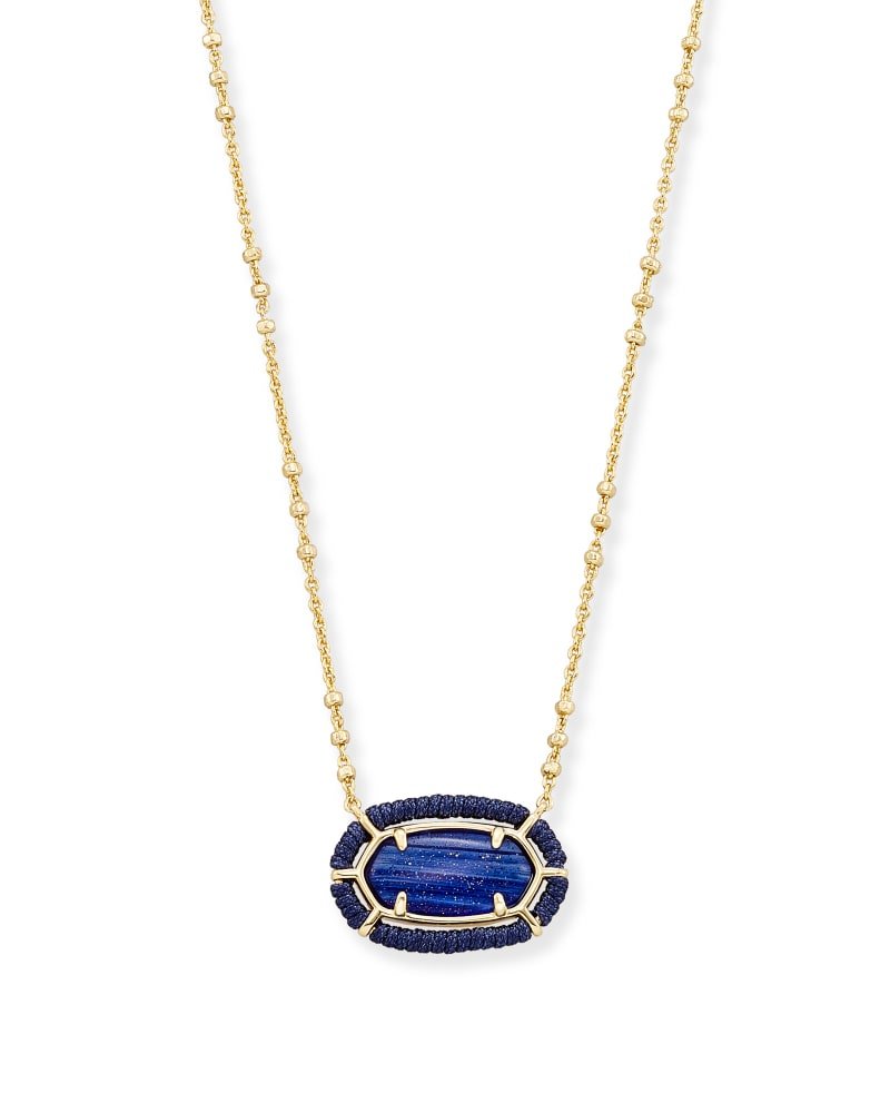 Threaded Elisa Necklace Rhodium Navy Dusted Glass - She Chester