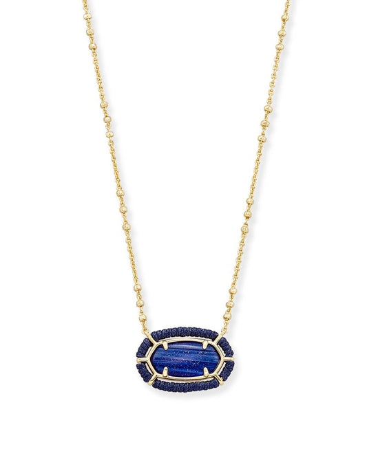 Threaded Elisa Necklace Rhodium Navy Dusted Glass - She Chester