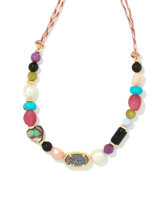 WILLA BEADED STRAND NECKLACE GOLD MULTI MIX - She Chester